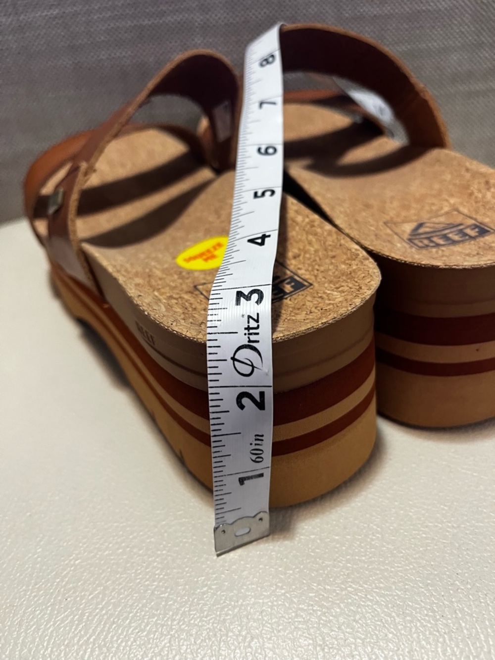 Reef Cushion Vista Higher Cognac Dual-Strap Platform Slide Women’s Size 9 - Picture 9 of 9